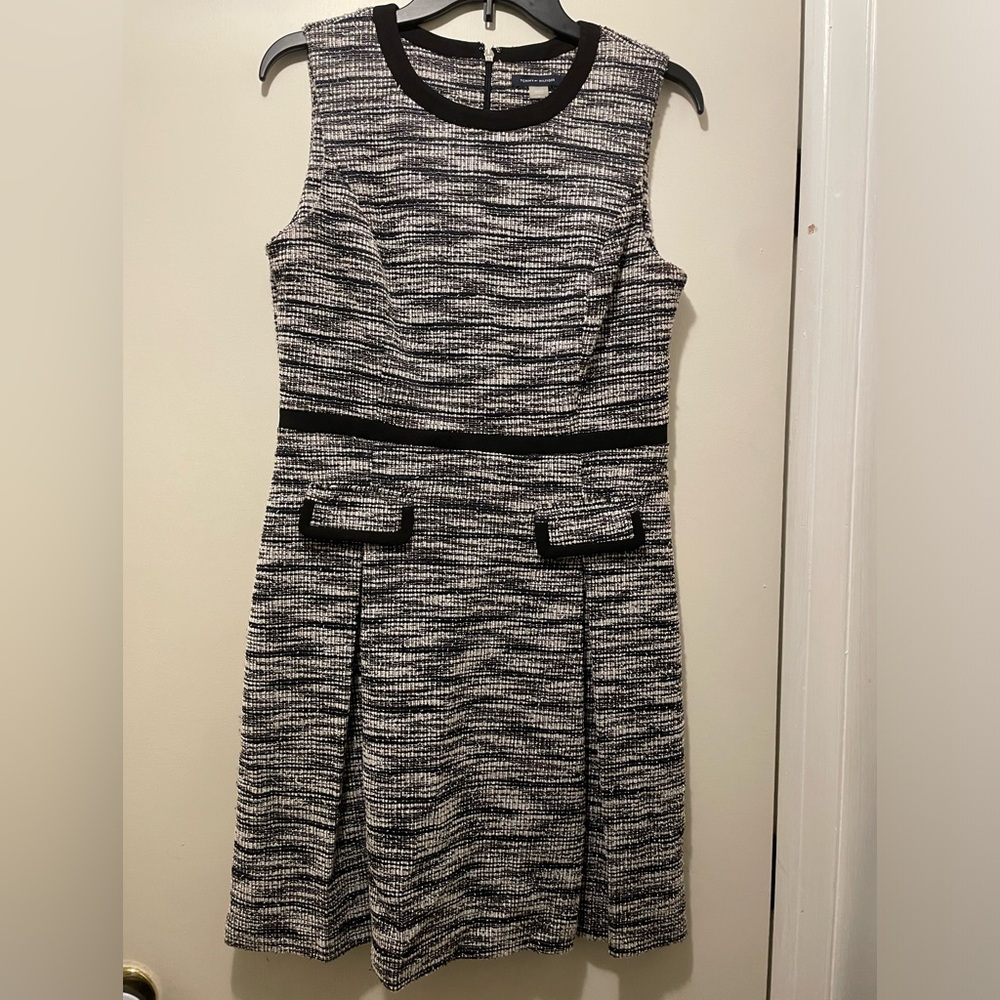 Tommy Hilfiger Tweed Fit and Flare Short Dress Black White Size 6